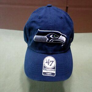 Seattle Seahawks Hat Large '47 Brand Fitted Classic NFL Blue